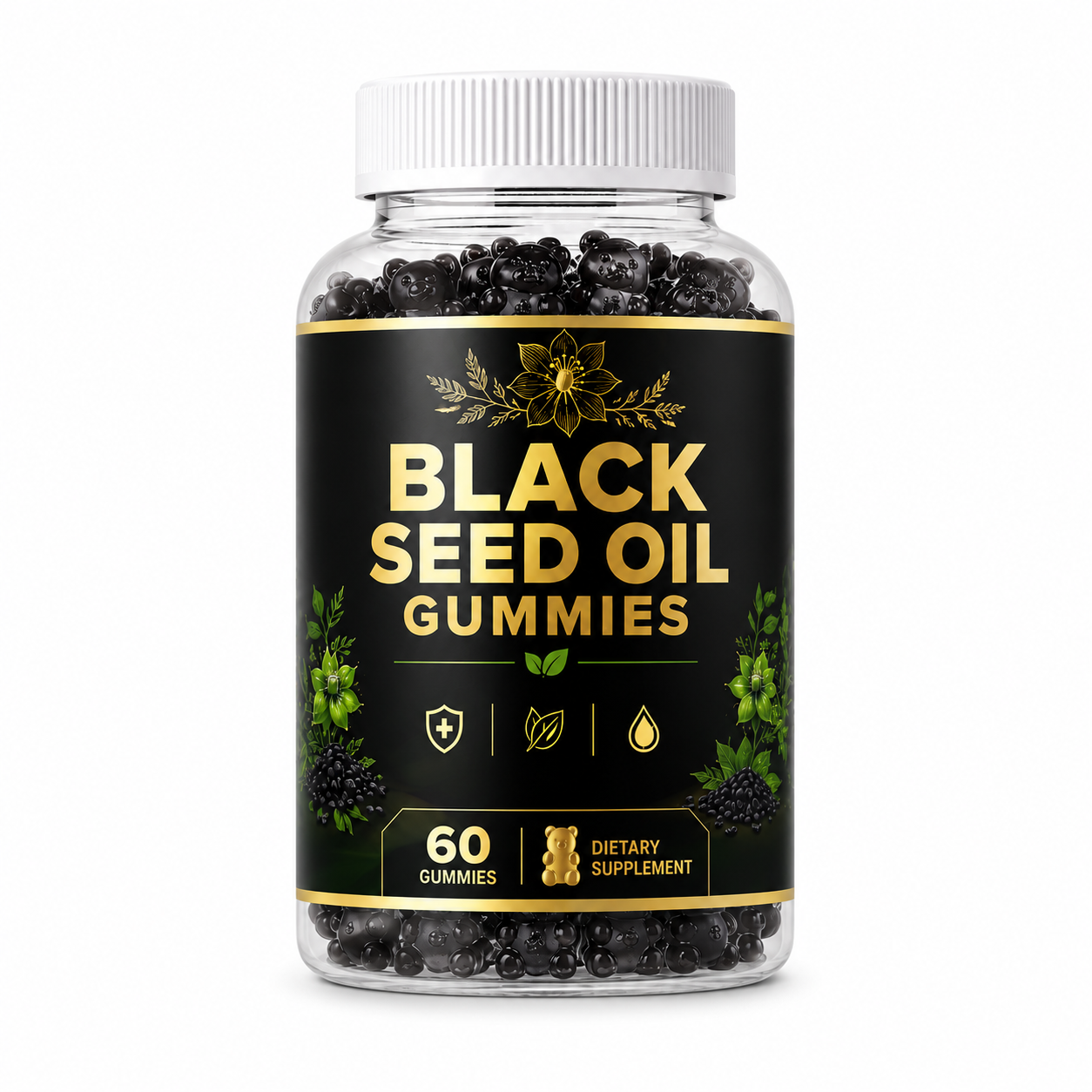 Black Seed Oil Gummies bottle — world's first